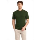 Efnaz Style Erkek Yazlık Fitilli Triko Tişört Kısa Kol Bisiklet Yaka T-Shirt - Haki - XL - Haki
