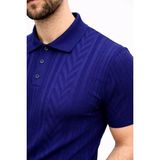 Efnaz Style Erkek Yazlık Triko Tişört Kısa Kol Polo Yaka Düğmeli T-Shirt - Lacivert - 2XL