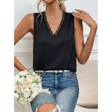 Efnaz Style Kadı Askılı V Dantel Yakalı Sırttan Bağcıklı Sandy Bluz - S-M - Siyah