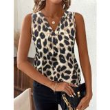 Efnaz Style Kadın Askılı V Yakalı Leopar Desenli Süprem Bluz - S-M - Leopar