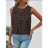 Efnaz Style Kadın Askılı Yuvarlak Yakalı Desenli Süprem Bluz - 2XL-3XL - Siyah