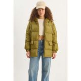 Efnaz Style Kadın Kapüşonlu Oversize Yarasa Kol Şişme Yeşil Mont - Standart