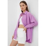 Efnaz Style Kadın Oversize Pamuklu Lila Gömlek - 38