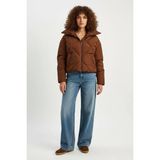Efnaz Style Kadın Oversize Şişme Acı Kahve Mont - 40