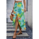 Efnaz Style Kadın Yüksek Bel çiçek Desenli önü Asimetrik Detaylı Uzun Süprem Etek - 2XL-3XL - Desenli