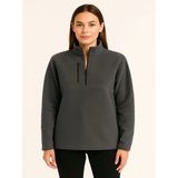 Efnaz Style Polar Kazak – Dik Yaka, Yarım Fermuarlı, Fermuarlı Göğüs Cepli, Siyah Biyeli, Kışlık Rahat Regular Fit Günlük Model - Füme - XL