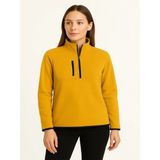 Efnaz Style Polar Kazak – Dik Yaka, Yarım Fermuarlı, Fermuarlı Göğüs Cepli, Siyah Biyeli, Kışlık Rahat Regular Fit Günlük Model - Sarı - 2XL