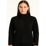 Efnaz Style Polar Kazak – Dik Yaka, Yarım Fermuarlı, Fermuarlı Göğüs Cepli, Siyah Biyeli, Kışlık Rahat Regular Fit Günlük Model - Siyah