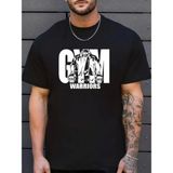 Efnaz Style Sporda Günlük Hayata Giyilebilir Gym Baskılı Oversize Bisiklet Yaka Erkek T-Shirt - Siyah