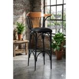 Efon Bar Sandalyesi Siyah-Kahve-T169/65 (Oturma Yüksekliği 65Cm) Metal İskelet Ahşap Kolçak