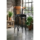 Efon Bar Sandalyesi Siyah-Kahve-T169/75 (Oturma Yüksekliği 75Cm) Metal İskelet Ahşap Kolçak