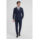 Efor Comfort Fit Çift Yırtmaç Dikine Çizgili Esnek Lacivert Kruvaze Takım Elbise TK 932 - 6 Drop - 56