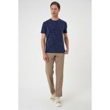 Efor Erkek Comfort Fit Bisiklet Yaka Batik Görünmlü Kısa Kol Casual Lacivert Tişört Ts 905 - 2XL