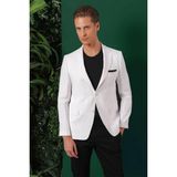 Efor Erkek Comfort Fit Çift Yırtmaç %100 Keten Casual Beyaz Ceket C 668 - 46