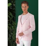 Efor Erkek Comfort Fit Çift Yırtmaç %100 Keten Casual Pembe Ceket C 668 - 46