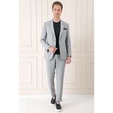 Efor Erkek Comfort Fit Çift Yırtmaç Balıksırtı Dokuma Pamuk Casual Gri Ceket C 672 - 56