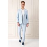 Efor Erkek Comfort Fit Çift Yırtmaç Balıksırtı Dokuma Pamuk Casual Mavi Ceket C 672 - 50