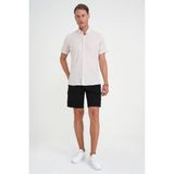 Efor Erkek Comfort Fit Düğme Yaka Kısa Kollu %100 Keten Düz Bej Gömlek G 1596 - 2XL