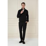 Efor Erkek Comfort Fit Hakim Yaka Fermuarlı Ribana Kol Siyah Mont MT 172 - 2XL