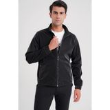 Efor Erkek Comfort Fit Hakim Yaka Yan Cep Fermuarlı Siyah Mont MT 178 - 2XL