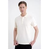 Efor Erkek Comfort Fit Kolu Ribanalı %100 Pamuk Düğmeli Ekru Polo Yaka Tişört TS 922 - 2XL