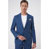 Efor Erkek Comfort Fit Mono Yaka Çift Yırtmaç Torba Cep Casual Gece Mavisi Ceket C 701 - 56