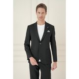 Efor Erkek Comfort Fit Mono Yaka Çift Yırtmaç Torba Cep Casual Siyah Ceket C 698 - 56