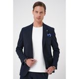 Efor Erkek Comfort Fit Mono Yaka Çift Yırtmaç Torba Cep Gofre Kumaş Casual Lacivert Ceket C 703 - 56