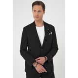 Efor Erkek Comfort Fit Mono Yaka Çift Yırtmaç Torba Cep Gofre Kumaş Casual Siyah Ceket C 703 - 48