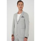 Efor Erkek Comfort Fit Mono Yaka Çift Yırtmaç Torba Cep Kendinden Desenli Casual Gri Ceket C 706 - 46