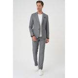 Efor Erkek Comfort Fit Mono Yaka Çift Yırtmaç Torba Cep Kendinden Desenli Casual Siyah Ceket C 705 - 48