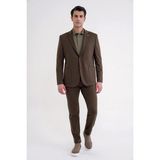 Efor Erkek Comfort Fit Mono Yaka Torba Cep Esnek Yünlü Kahverengi Spor Takım Elbise TK 931 - 6 Drop - 54