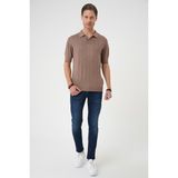 Efor Erkek Comfort Fit Polo Yaka Pamuklu Kısa Kol Casual Vizon Triko Tişört Tr 880