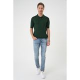 Efor Erkek Comfort Fit Polo Yaka Pamuklu Kısa Kol Casual Yeşil Triko Tişört Tr 880 - 2XL