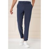 Efor Erkek Comfort Fit Rahat Kalıp Çizgili Gofre Kumaş Esnek Lacivert Pamuk Pantolon P 1157