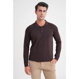 Efor Erkek Comfort Fit Rahat Kalıp Kahverengi Triko Kazak TR 892 - S
