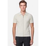 Efor Erkek Comfort Fit Rahat Kalıp Polo Yaka Fermuarlı Ekru Beyaz Tişört TS 930 - XL