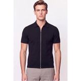Efor Erkek Comfort Fit Rahat Kalıp Polo Yaka Fermuarlı Siyah Tişört TS 930