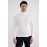 Efor Erkek Comfort Fit Rahat Kalıp Yünlü Ekru Kırık Beyaz Triko Kazak TR 895