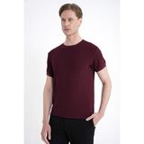 Efor Erkek Comfort Fit Rayon Karışımlı Bisiklet Yaka Bordo Tişört TS 925 - XL