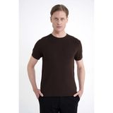 Efor Erkek Comfort Fit Rayon Karışımlı Bisiklet Yaka Kahverengi Tişört TS 925 - XL