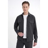 Efor Erkek Comfort Fit Yan Cepli Esnek İnce Çizgili Siyah Gömlek Ceket G 1608 - 2XL