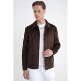 Efor Erkek Comfort Fit Yan Cepli Süet Görünümlü Kahverengi Mont MT 180 - 2XL