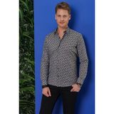 Efor Erkek G 1547 Slim Fit Siyah-Beyaz Klasik Gömlek
