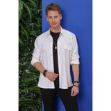 Efor Erkek G 1551 Slim Fit Beyaz Klasik Gömlek - 2XL