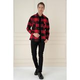 Efor Erkek G 1579 Slim Fit Kırmızı-Siyah Klasik Gömlek - Kırmızı - Siyah - XL