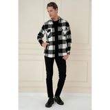 Efor Erkek G 1579 Slim Fit Siyah-Beyaz Klasik Gömlek - Siyah - Beyaz