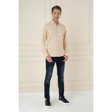 Efor Erkek G 1583 Slim Fit Bej Klasik Gömlek - XL