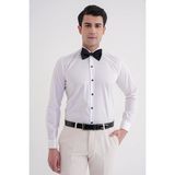 Efor Erkek GK 322 Slim Fit Ata Yaka Beyaz Damatlık Smokin Gömlek GK 322 - XS