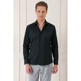 Efor Erkek Gk 718 Slim Fit Dokulu Pamuklulu Klasik Siyah Gömlek - 2XL
